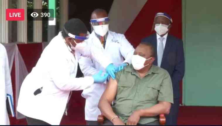 President Uhuru Kenyatta, First Lady Margaret Take COVID-19 Jab
